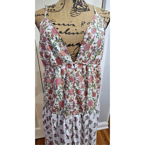 Japna Maxi Dress Cotton Floral Tiered  Fully Lined Spaghetti Straps Size XL NEW - Picture 4 of 12